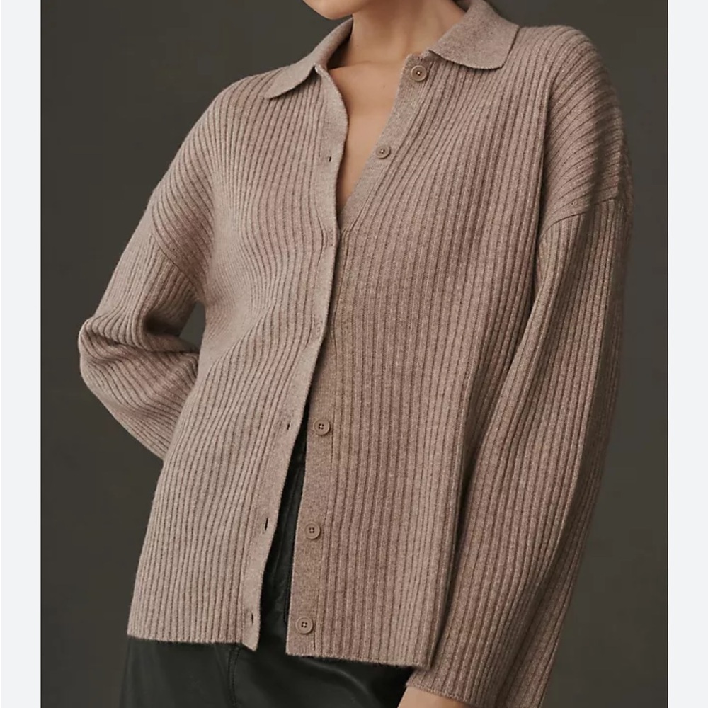 Reformation NEW Fantino Cashmere Collared Cardigan (Oatmeal) - Picture 13 of 14